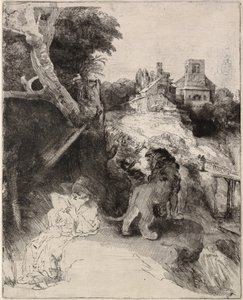 Saint Jerome Reading in an Italian Landscape by Rembrandt van Rijn
